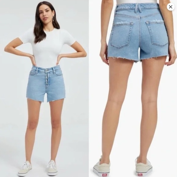Good American Bombshell Denim Jean Short w/ Button Fly | Size 4/27 | Indigo Wash - Picture 1 of 10
